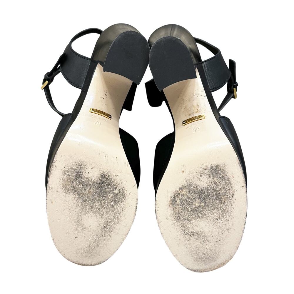 Gucci Cosmos Softy Interlocking GG Black Wooden Platform Heels Sandals 39 - Picture 6 of 7